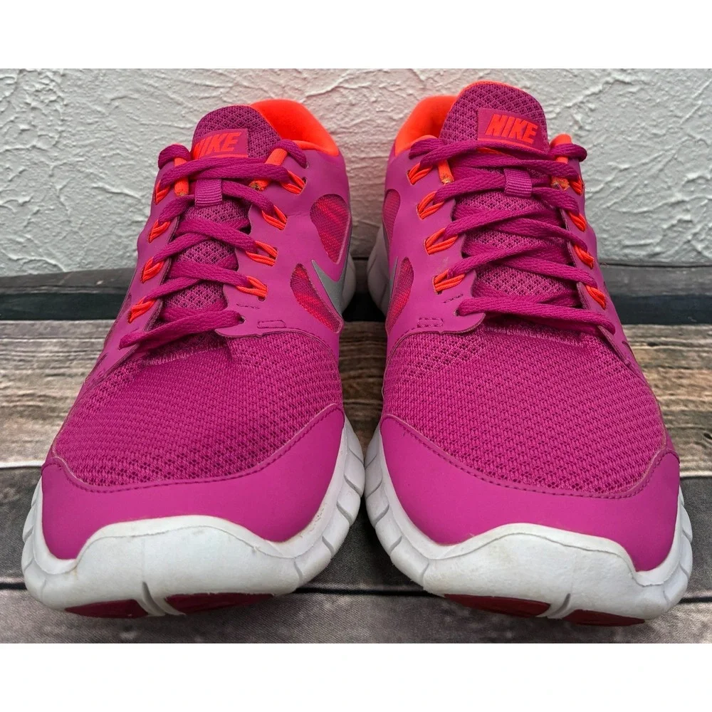 Nike Free 5.0 GS Running Shoes Youth 7Y Womens 8.5 Pink Orange 580565-600